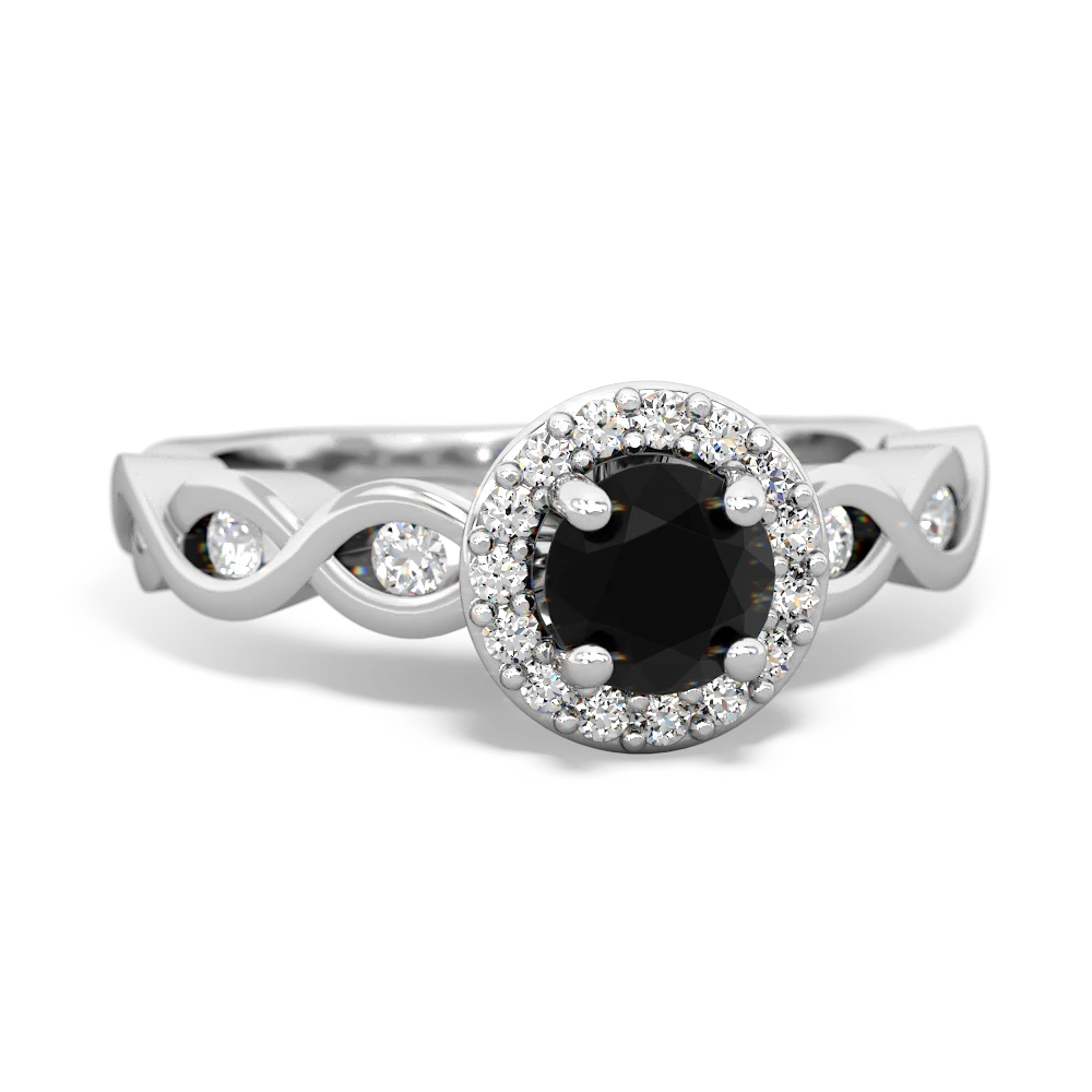 Onyx Infinity Halo Engagement 14K White Gold ring R26315RH