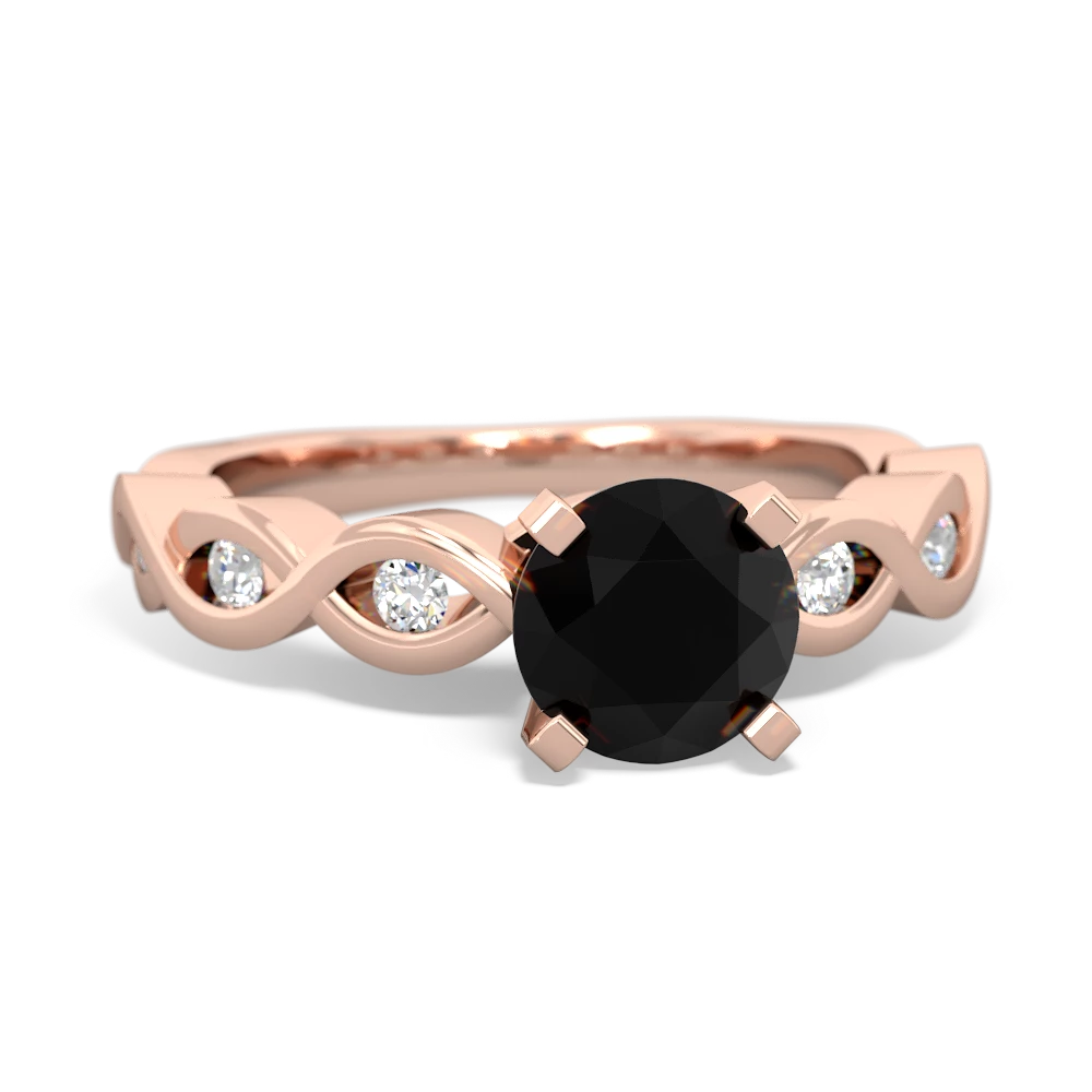 Onyx Infinity 6Mm Round Engagement 14K Rose Gold ring R26316RD