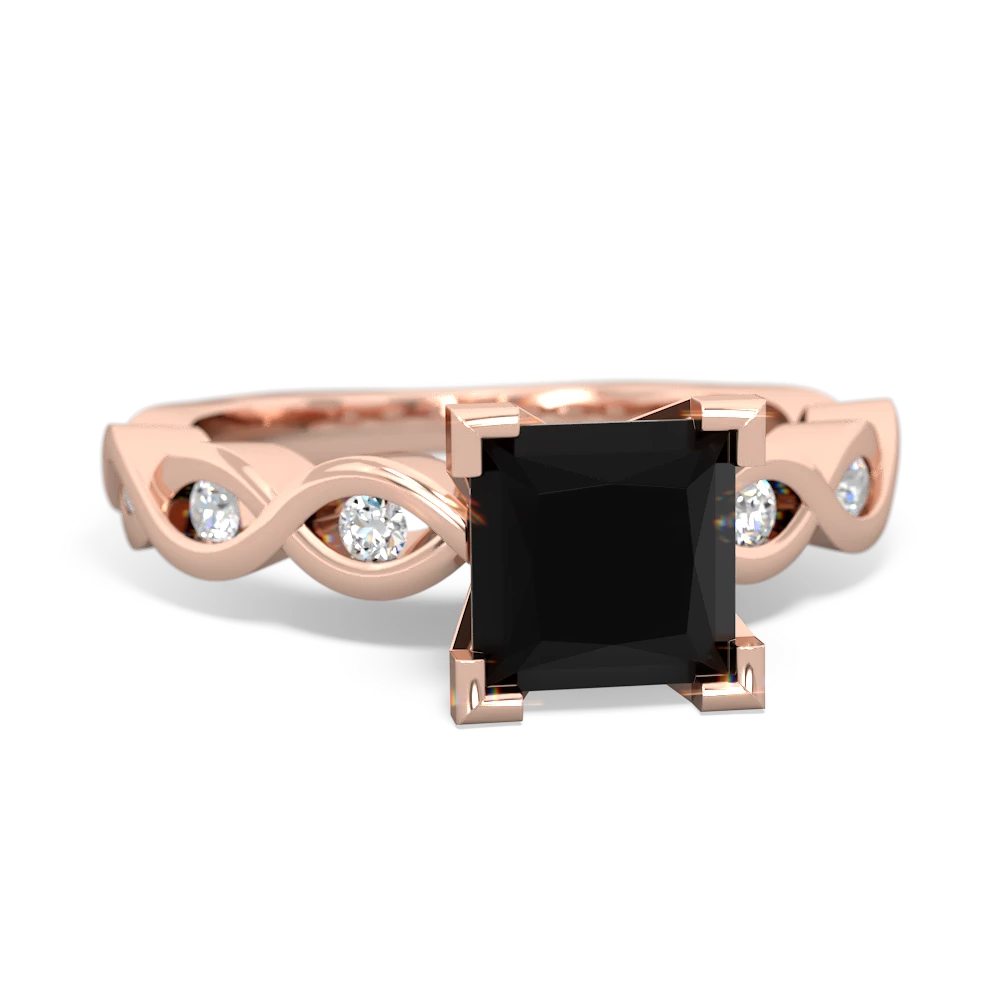 Onyx Infinity 6Mm Princess Engagement 14K Rose Gold ring R26316SQ