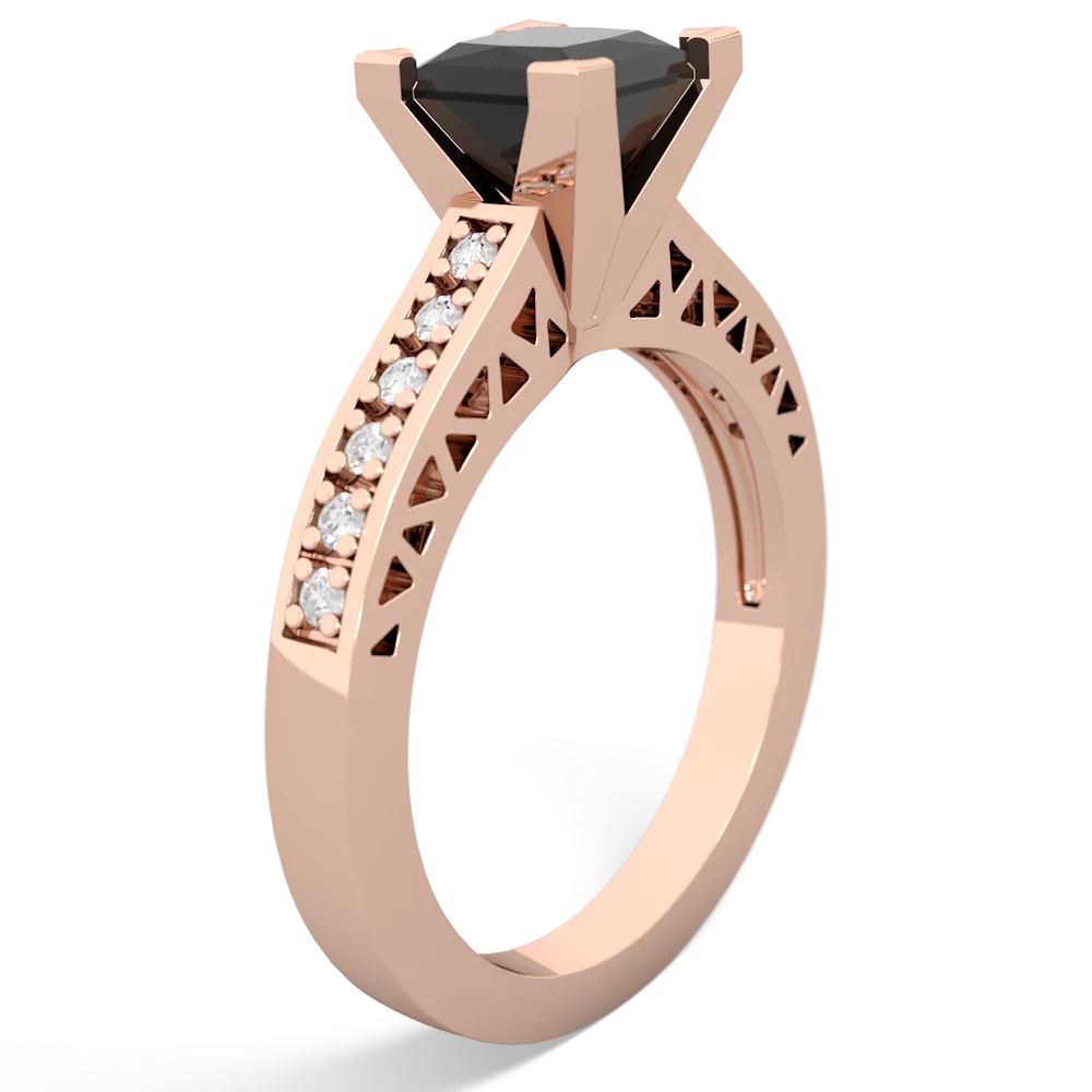 Onyx Art Deco Engagement 6Mm Princess 14K Rose Gold ring R26356SQ