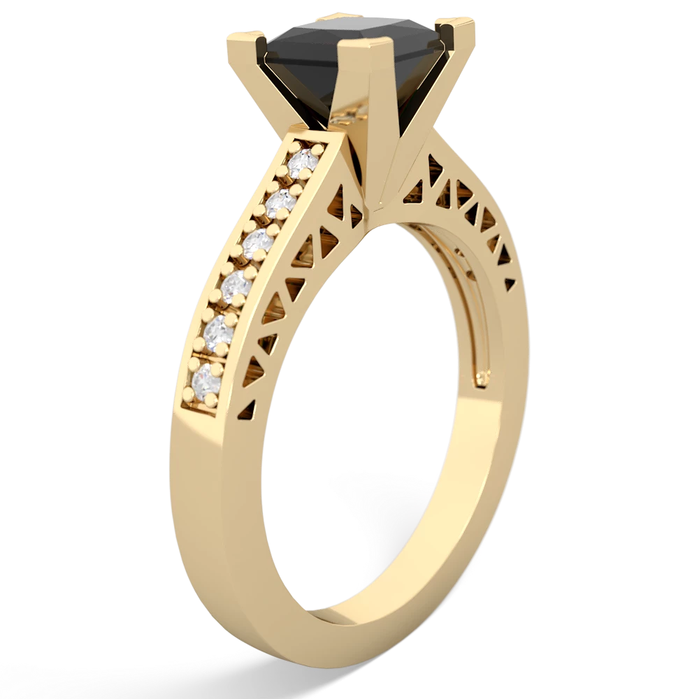 Onyx Art Deco Engagement 6Mm Princess 14K Yellow Gold ring R26356SQ