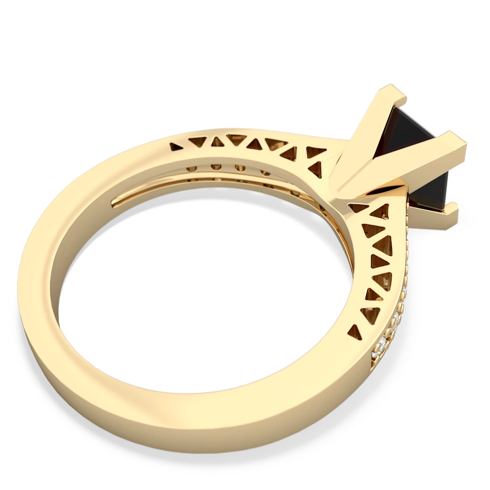 Onyx Art Deco Engagement 6Mm Princess 14K Yellow Gold ring R26356SQ