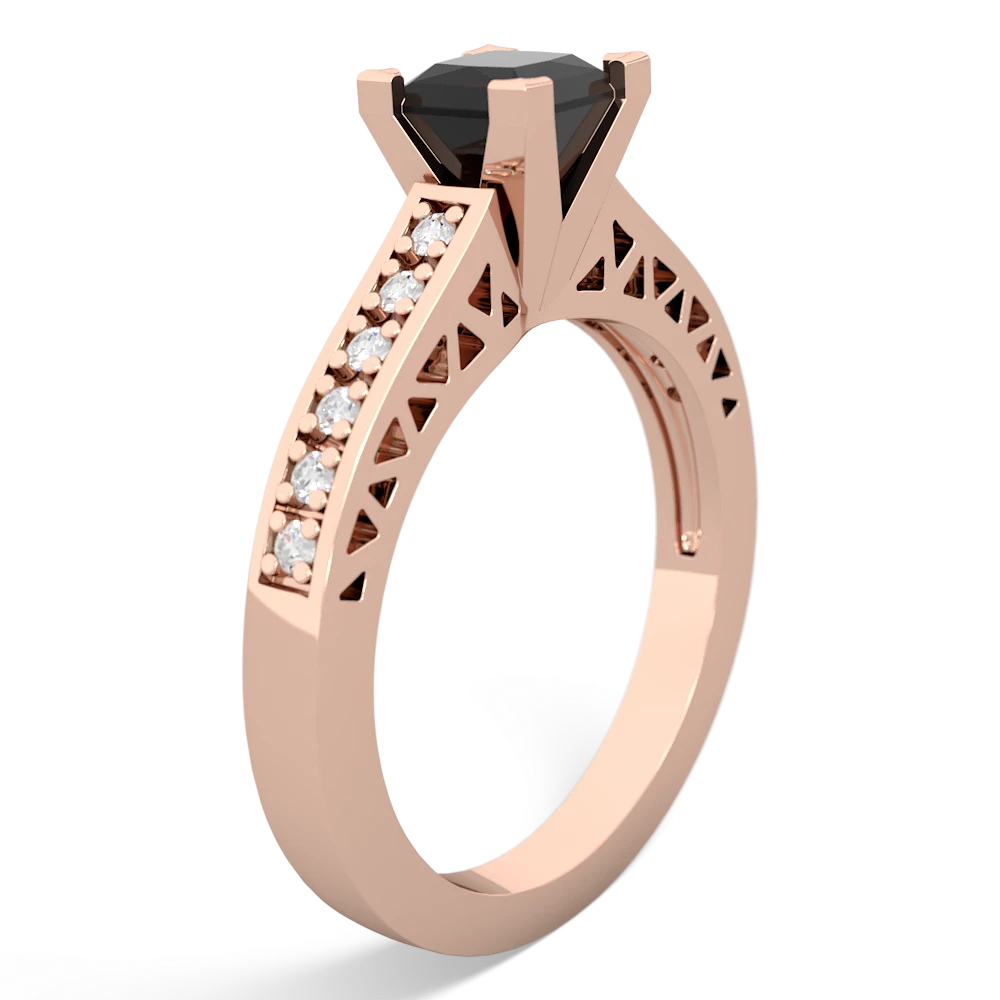 Onyx Art Deco Engagement 5Mm Square 14K Rose Gold ring R26355SQ