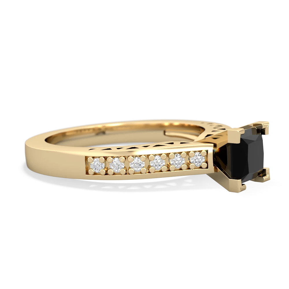 Onyx Art Deco Engagement 5Mm Square 14K Yellow Gold ring R26355SQ