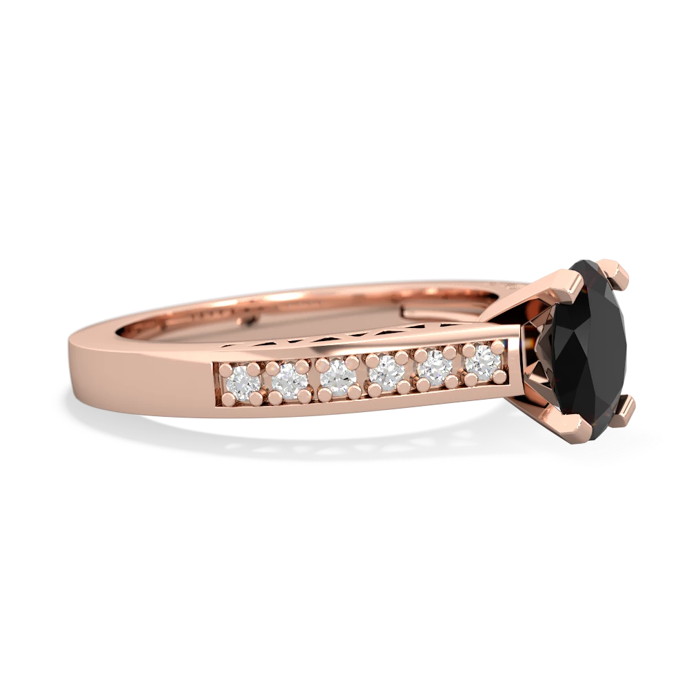 Onyx Art Deco Engagement 7X5mm Oval 14K Rose Gold ring R26357VL