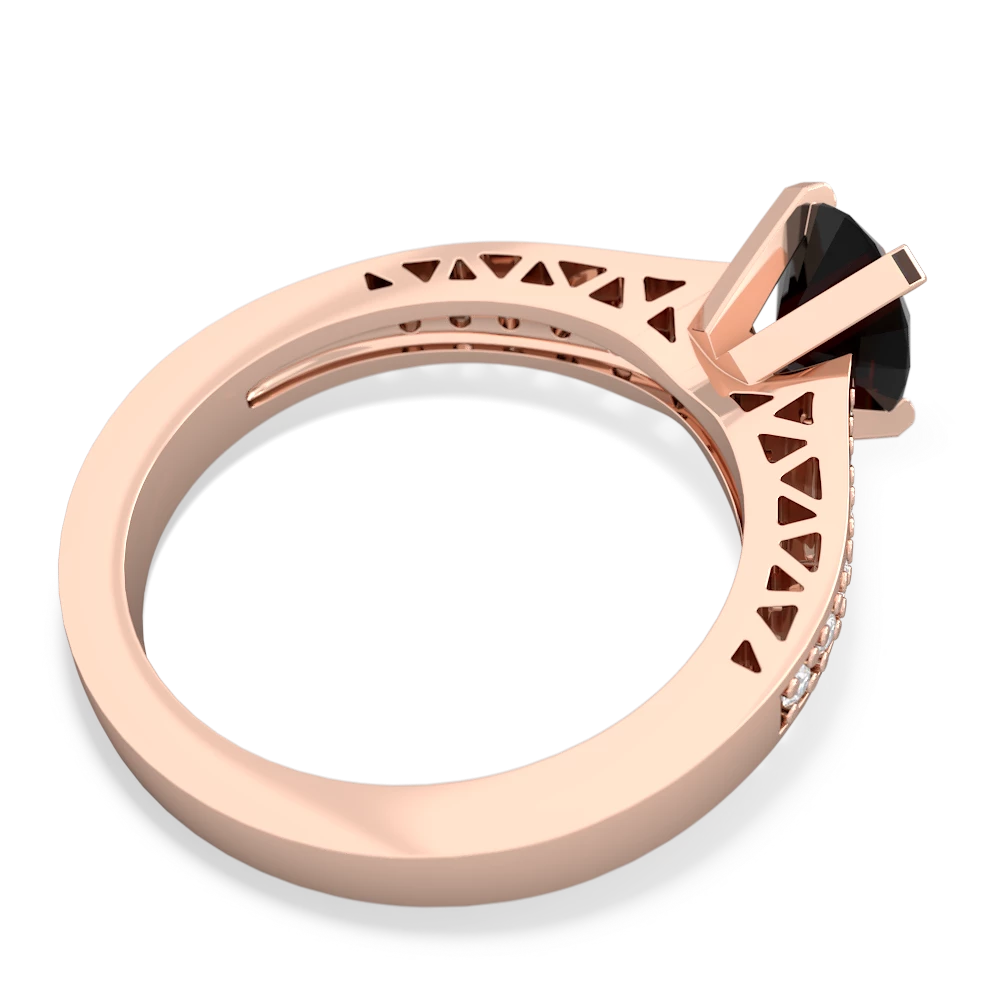 Onyx Art Deco Engagement 8X6mm Oval 14K Rose Gold ring R26358VL