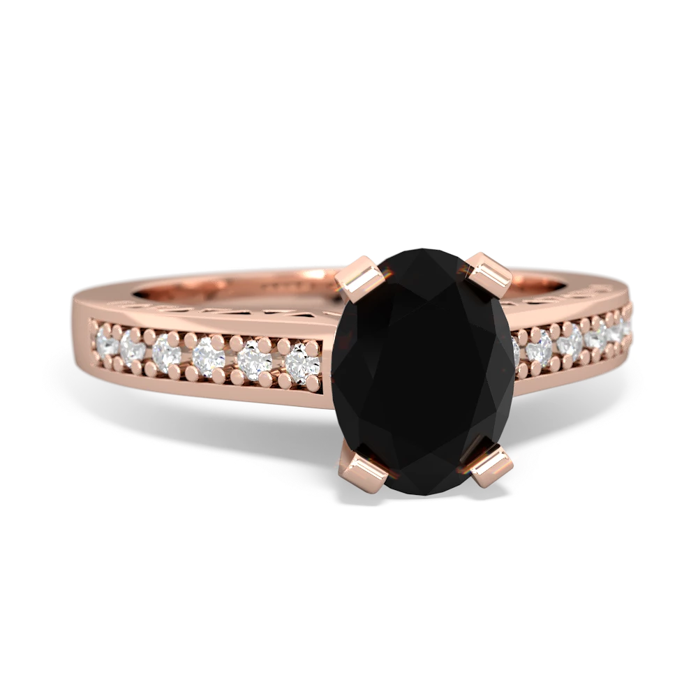 Onyx Art Deco Engagement 8X6mm Oval 14K Rose Gold ring R26358VL