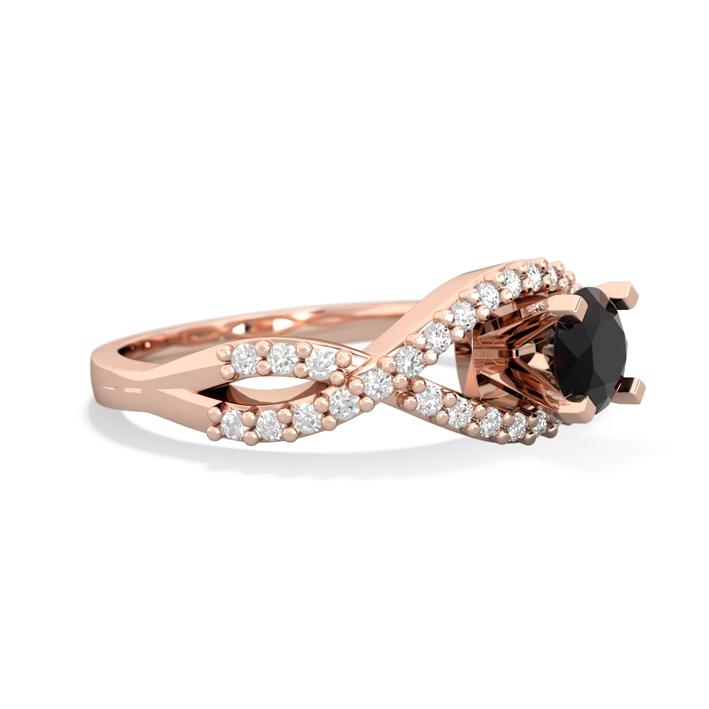 Onyx Diamond Twist 5Mm Round Engagment  14K Rose Gold ring R26405RD