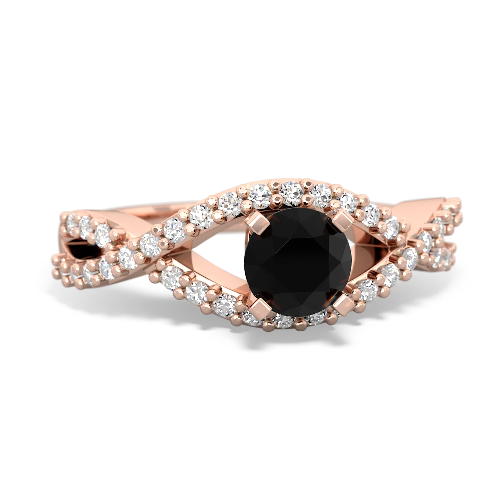 Onyx Diamond Twist 5Mm Round Engagment  14K Rose Gold ring R26405RD