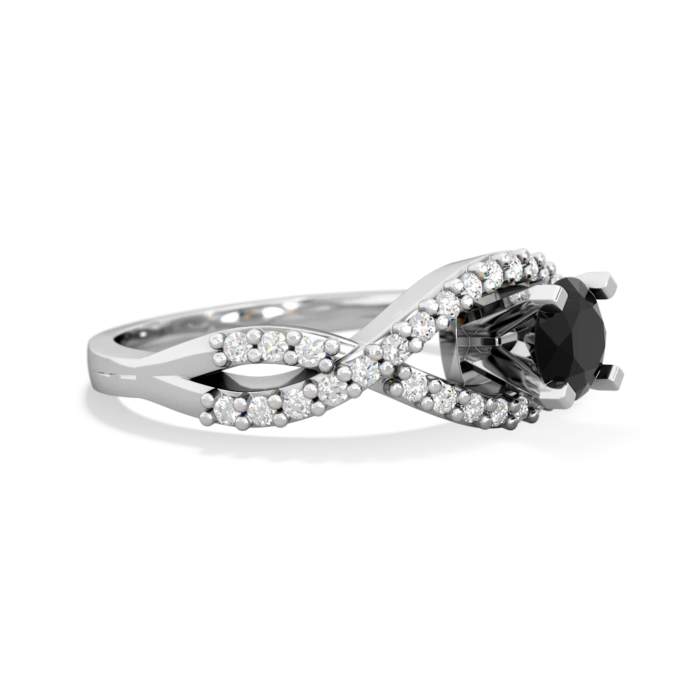 Onyx Diamond Twist 5Mm Round Engagment  14K White Gold ring R26405RD