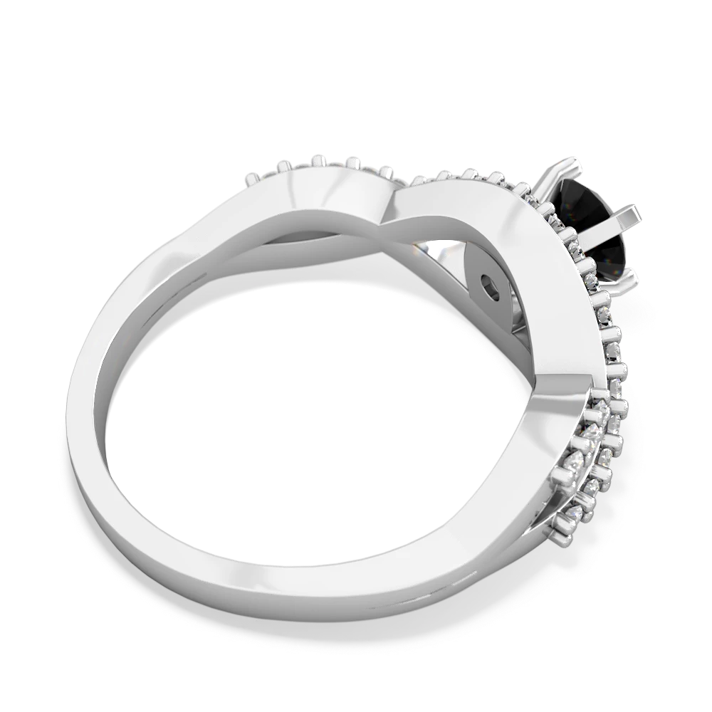 Onyx Diamond Twist 5Mm Round Engagment  14K White Gold ring R26405RD