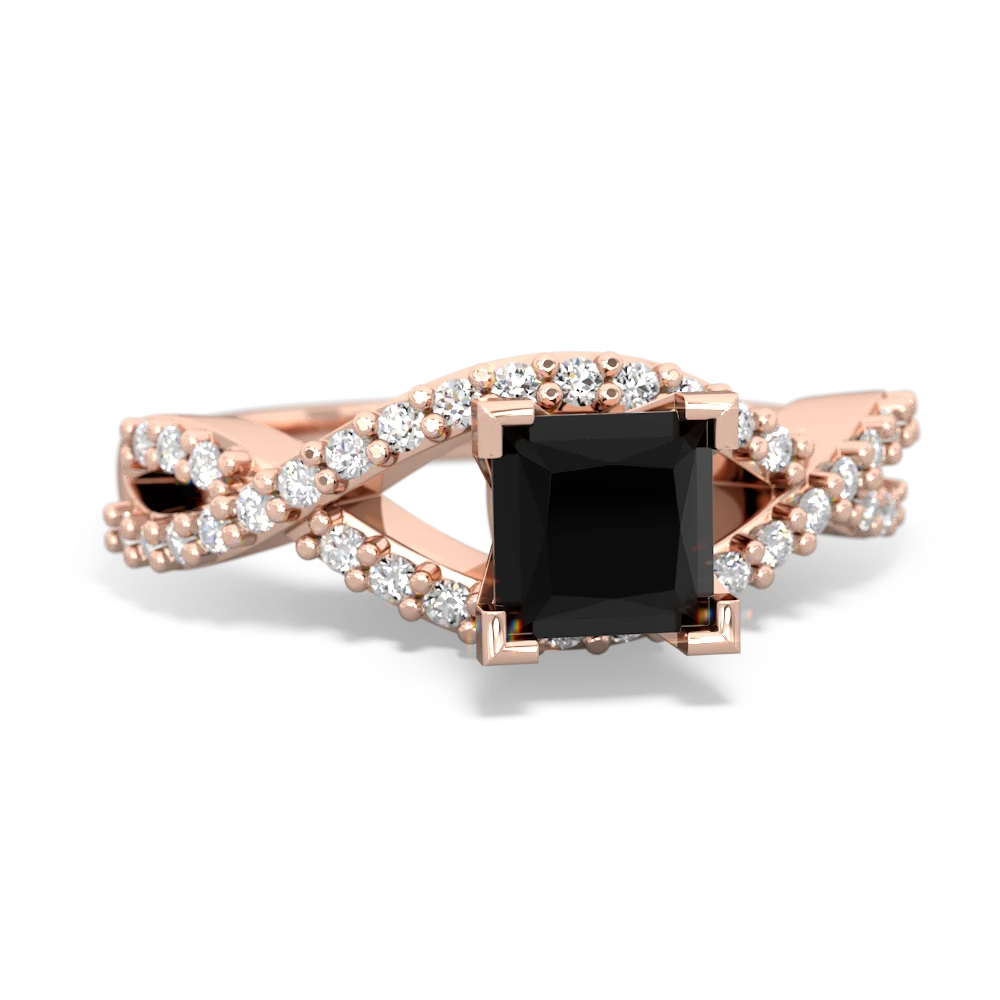 Onyx Diamond Twist 5Mm Square Engagment  14K Rose Gold ring R26405SQ