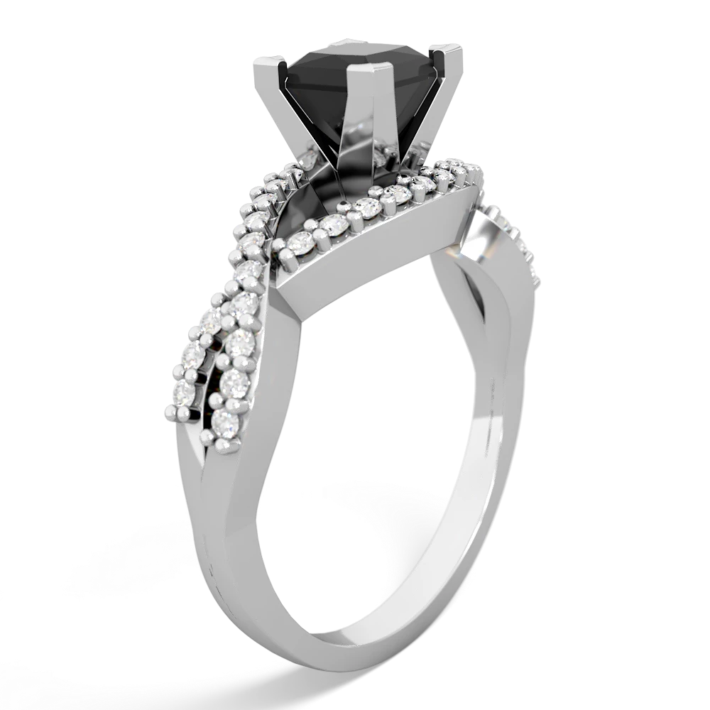 Onyx Diamond Twist 5Mm Square Engagment  14K White Gold ring R26405SQ