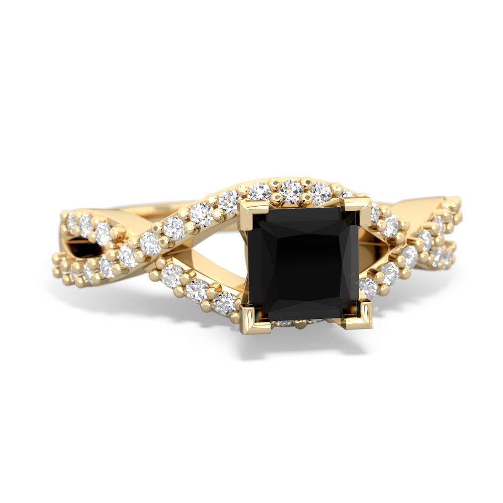 Onyx Diamond Twist 5Mm Square Engagment  14K Yellow Gold ring R26405SQ