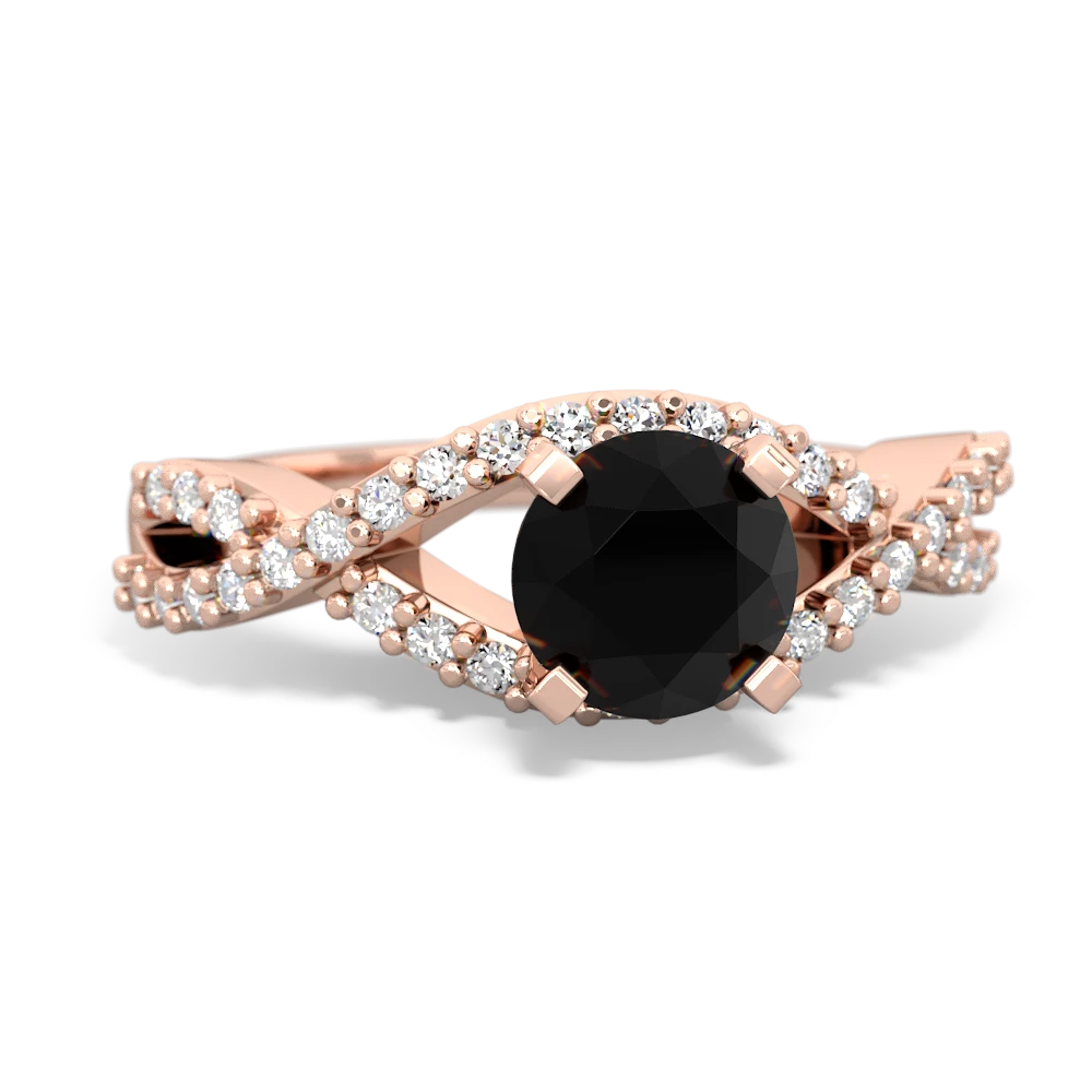 Onyx Diamond Twist 6Mm Round Engagment  14K Rose Gold ring R26406RD