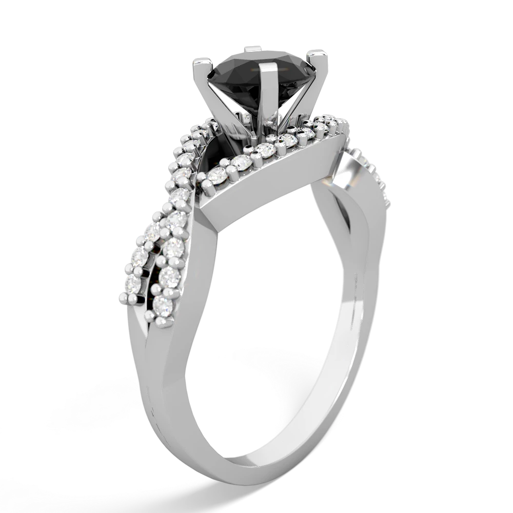 Onyx Diamond Twist 6Mm Round Engagment  14K White Gold ring R26406RD