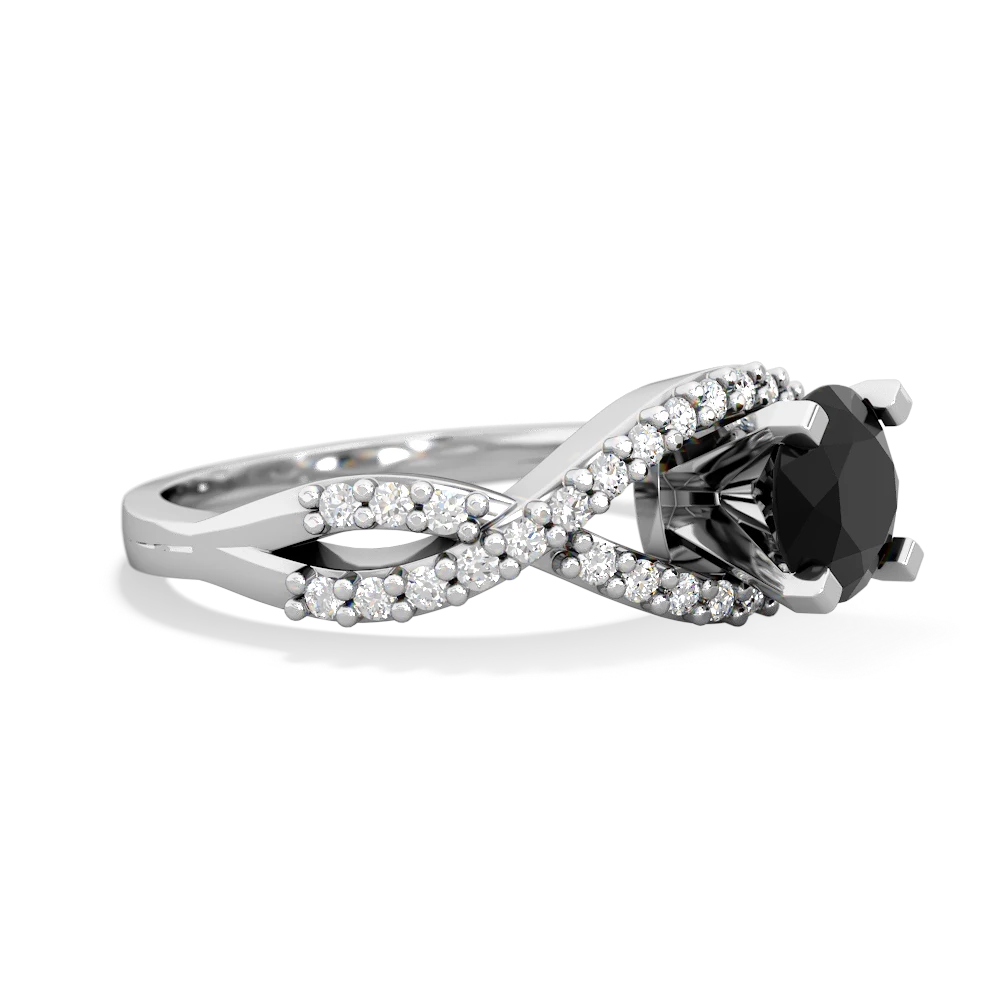 Onyx Diamond Twist 6Mm Round Engagment  14K White Gold ring R26406RD