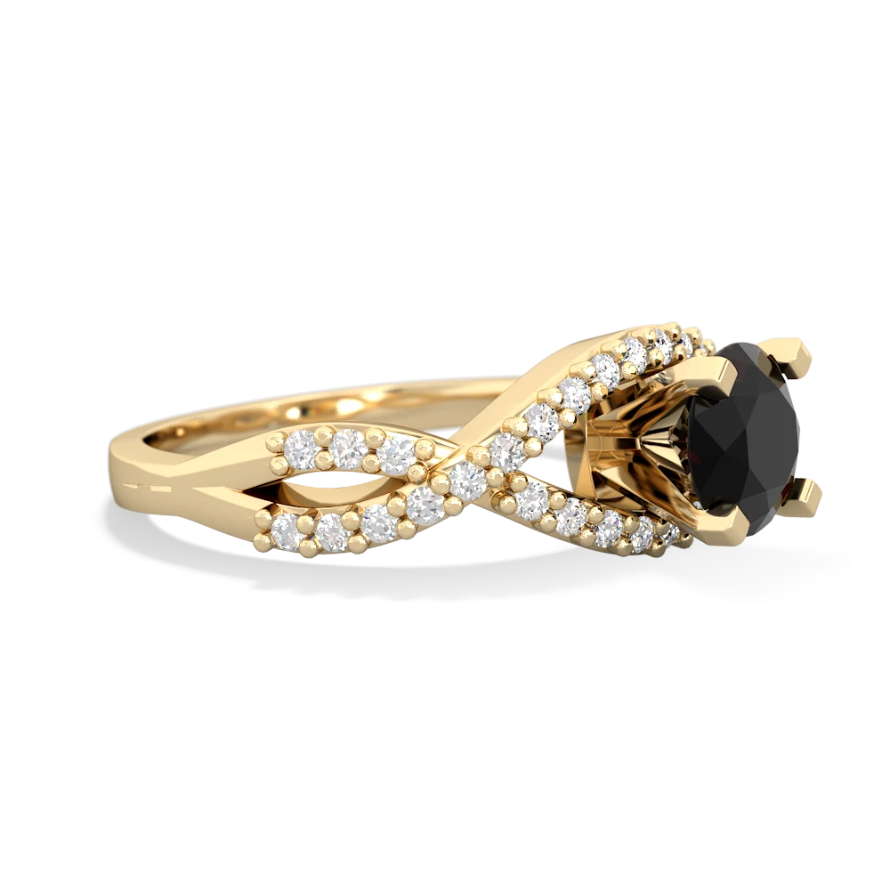 Onyx Diamond Twist 6Mm Round Engagment  14K Yellow Gold ring R26406RD