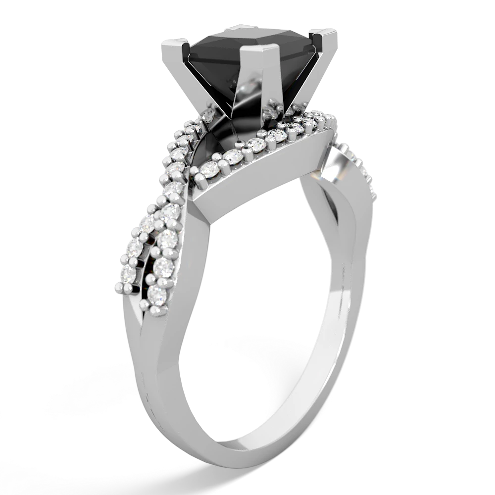 Onyx Diamond Twist 6Mm Princess Engagment  14K White Gold ring R26406SQ