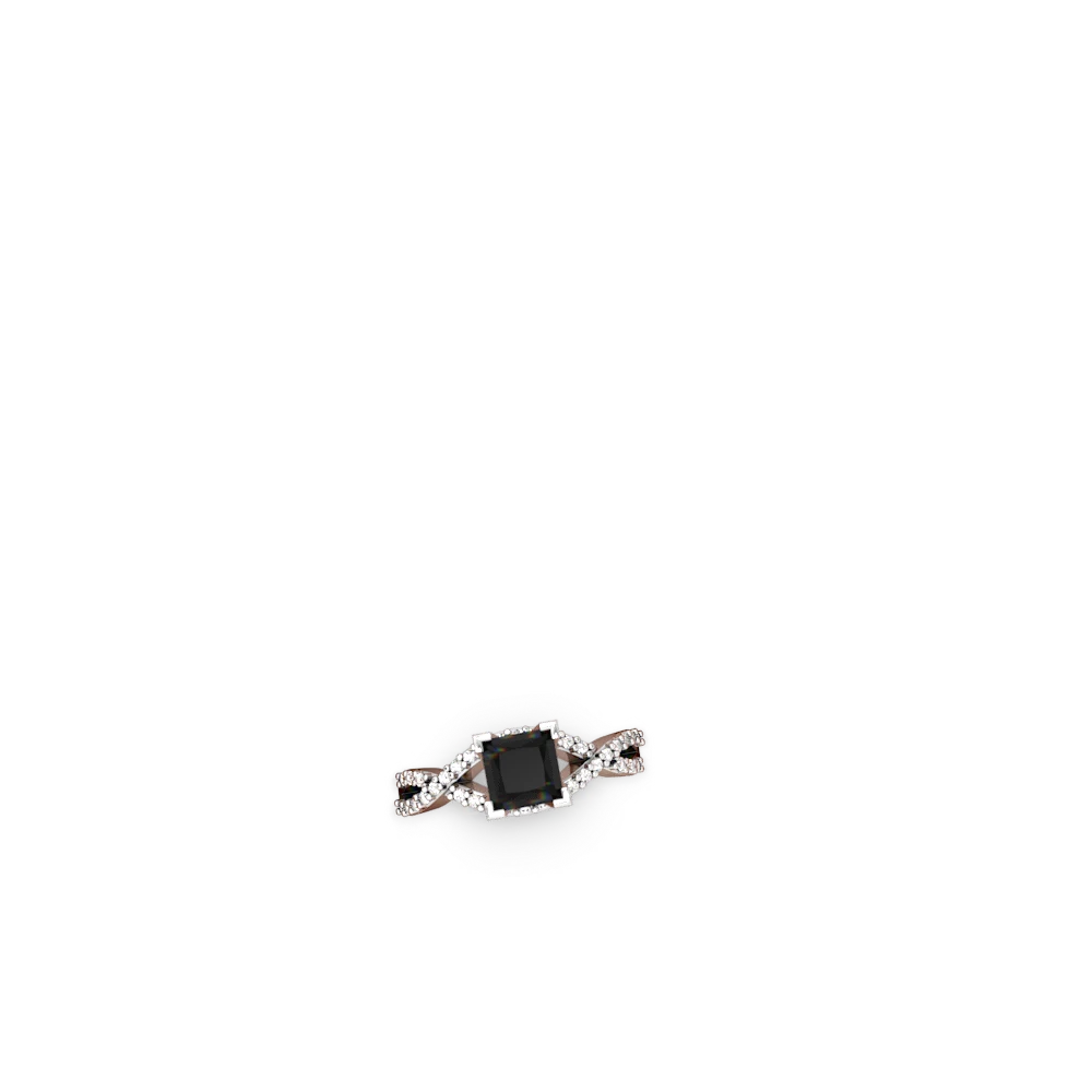 Onyx Diamond Twist 6Mm Princess Engagment  14K White Gold ring R26406SQ