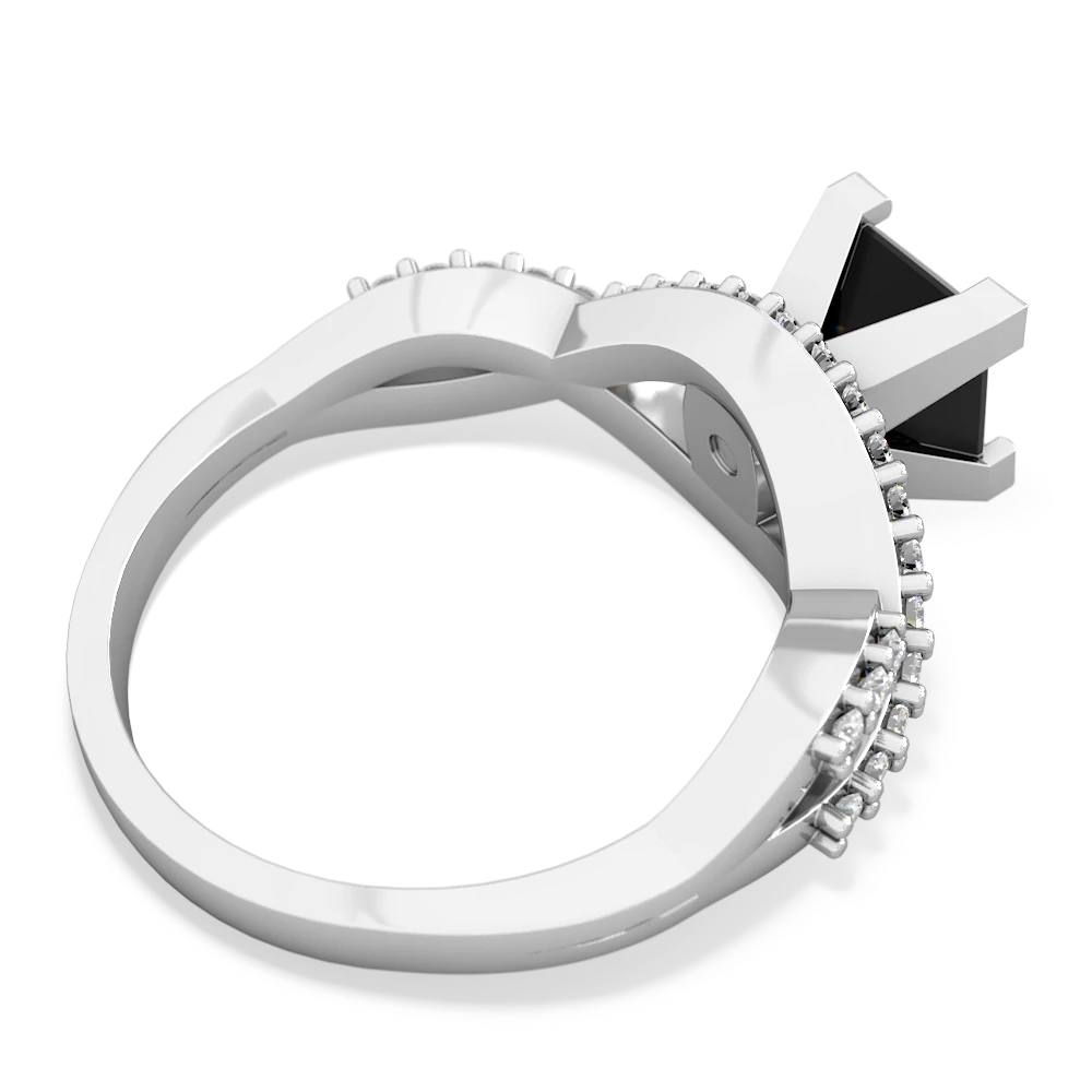 Onyx Diamond Twist 6Mm Princess Engagment  14K White Gold ring R26406SQ