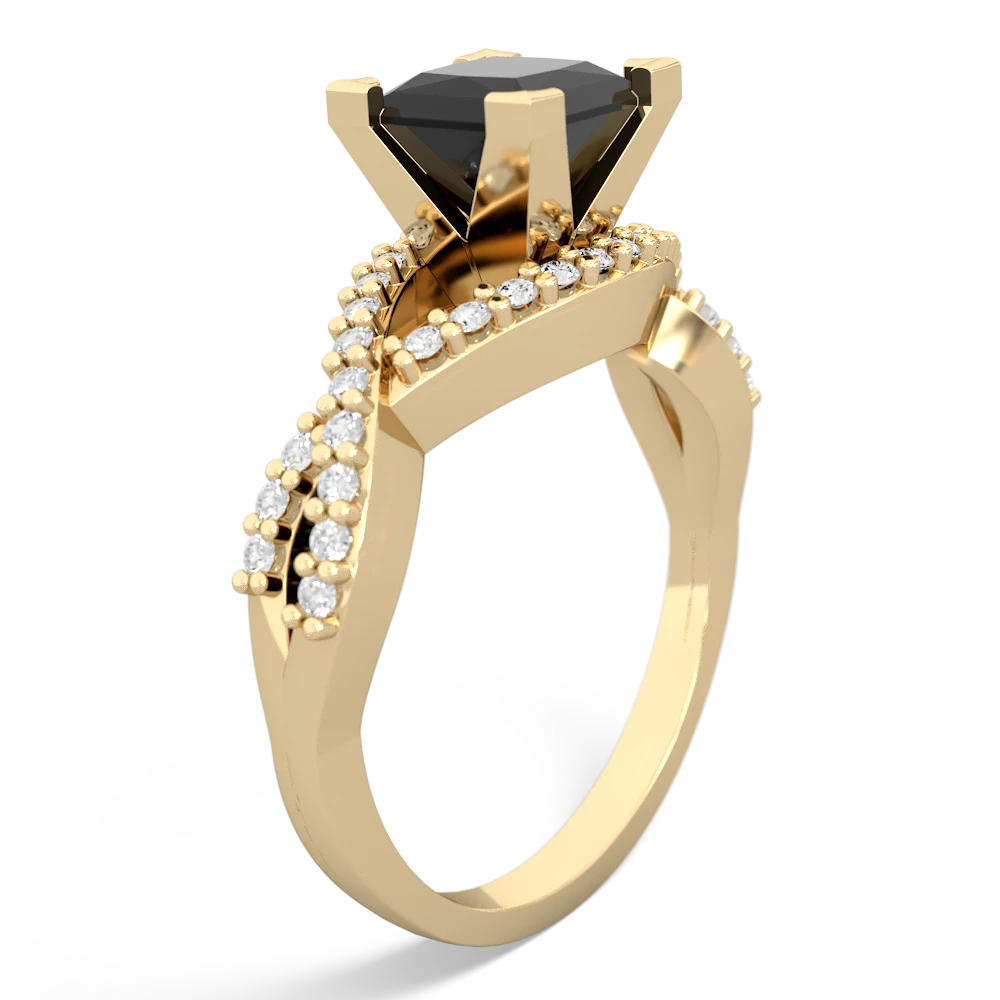 Onyx Diamond Twist 6Mm Princess Engagment  14K Yellow Gold ring R26406SQ