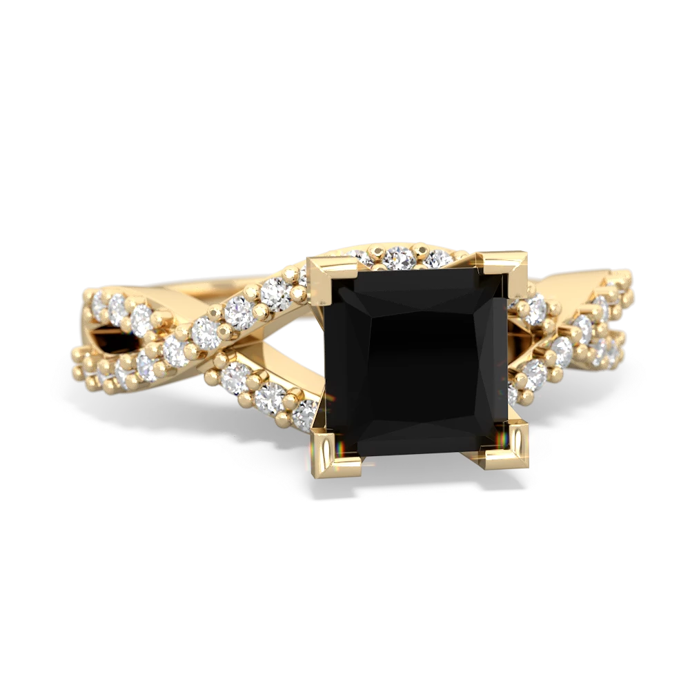 Onyx Diamond Twist 6Mm Princess Engagment  14K Yellow Gold ring R26406SQ