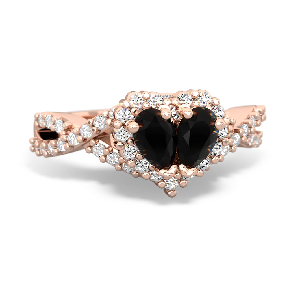 Onyx Diamond Twist 'One Heart' 14K Rose Gold ring R2640HRT