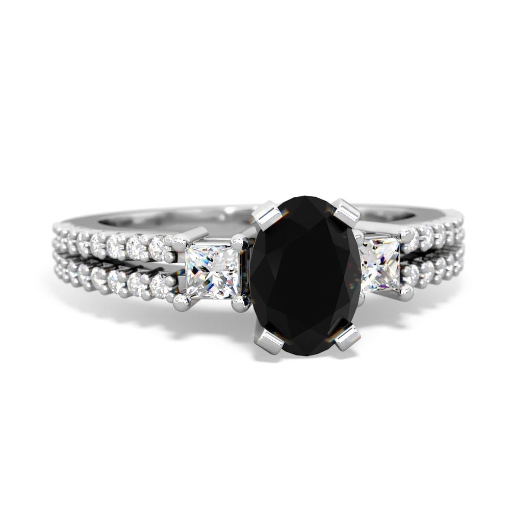 Black Onyx Engagement 14K White Gold ring R26437VL