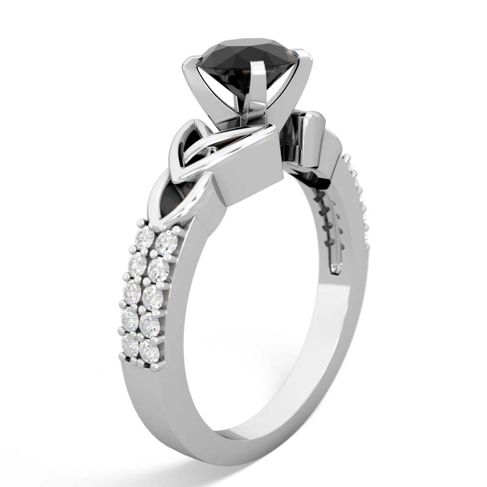 Black Onyx Celtic Knot Engagement 14K White Gold ring R26446RD