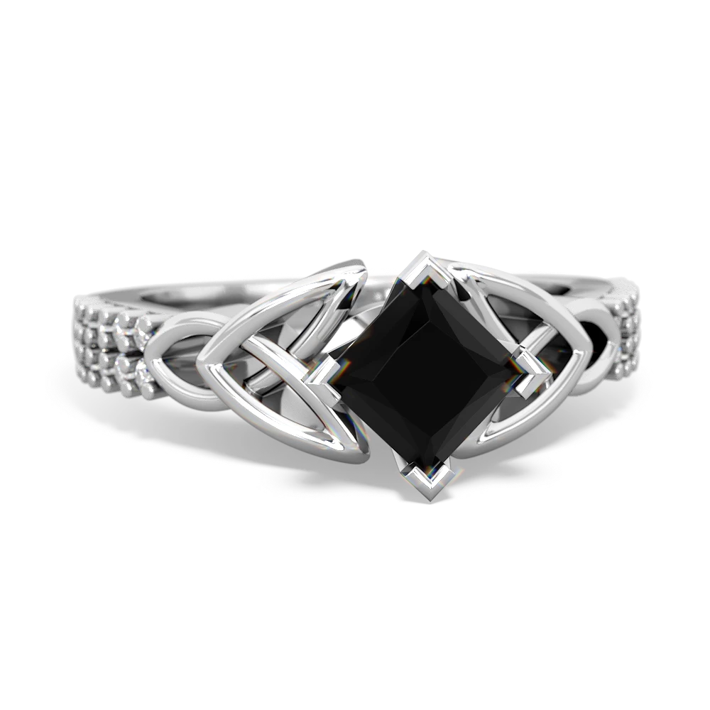 Onyx Celtic Knot 5Mm Square Engagement 14K White Gold ring R26445SQ