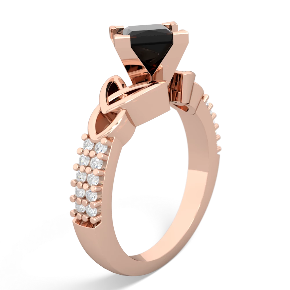 Onyx Celtic Knot 6Mm Princess Engagement 14K Rose Gold ring R26446SQ