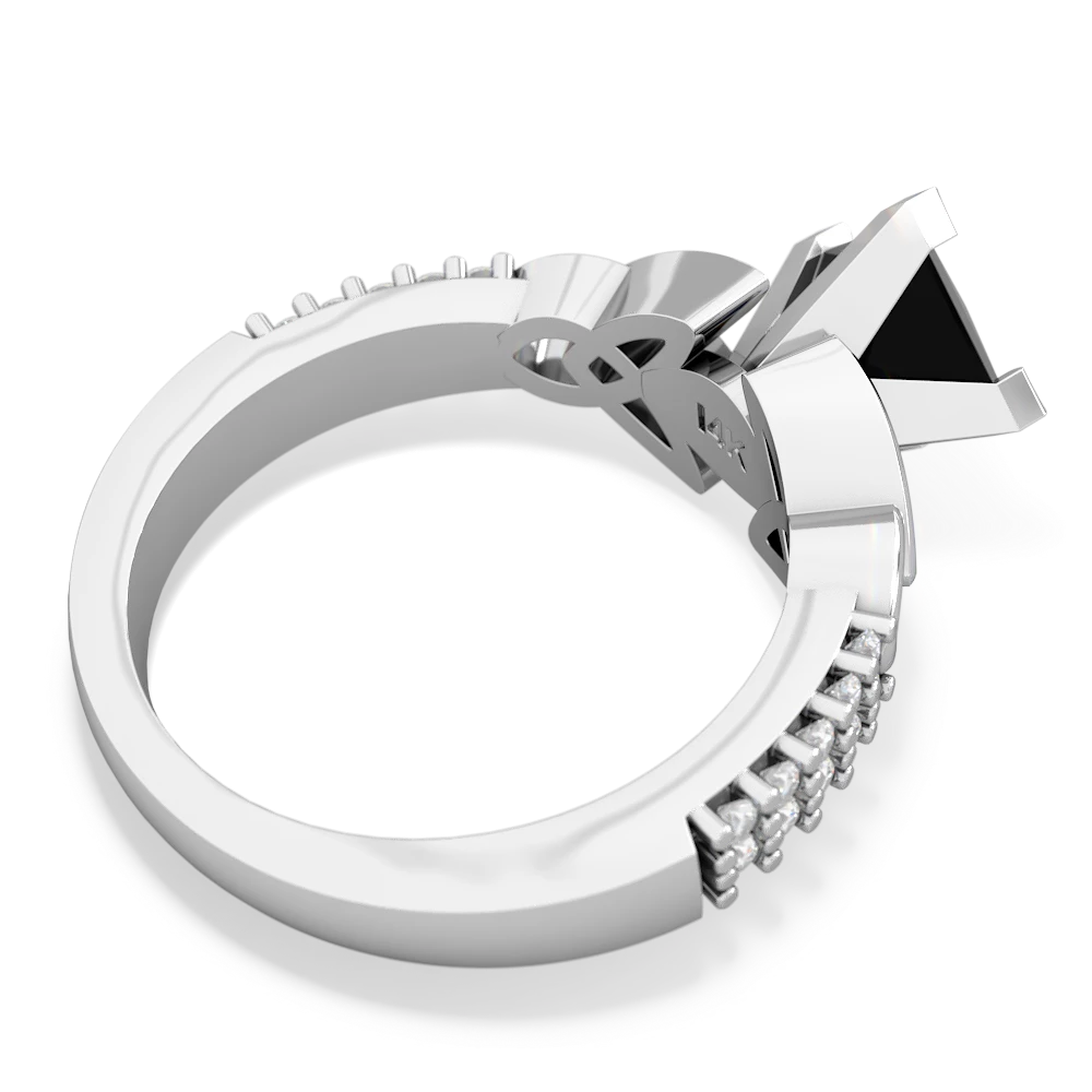 Onyx Celtic Knot 6Mm Princess Engagement 14K White Gold ring R26446SQ