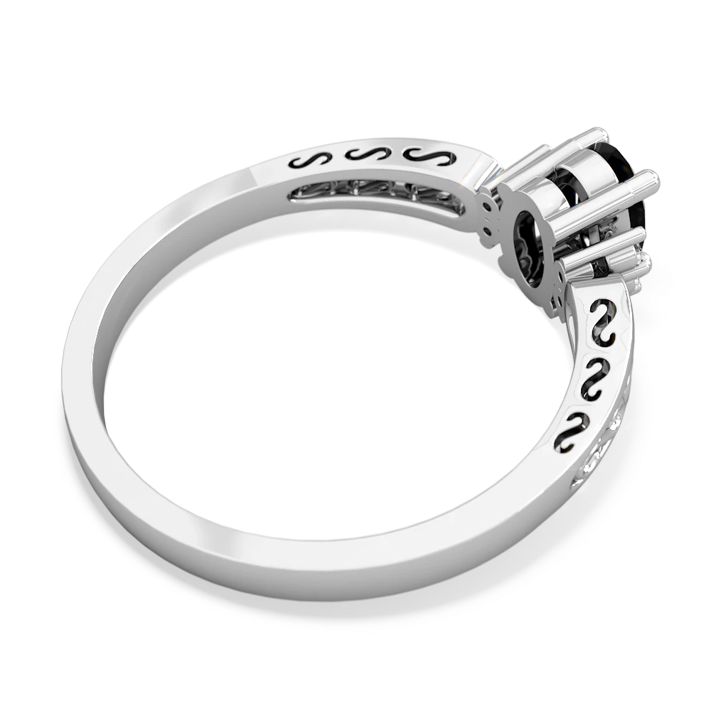 Onyx Filligree Scroll Oval 14K White Gold ring R0812