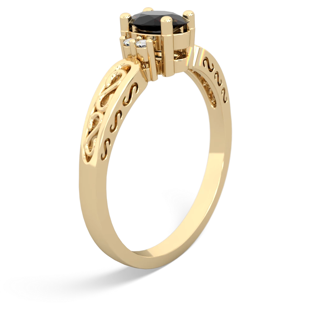 Onyx Filligree Scroll Oval 14K Yellow Gold ring R0812