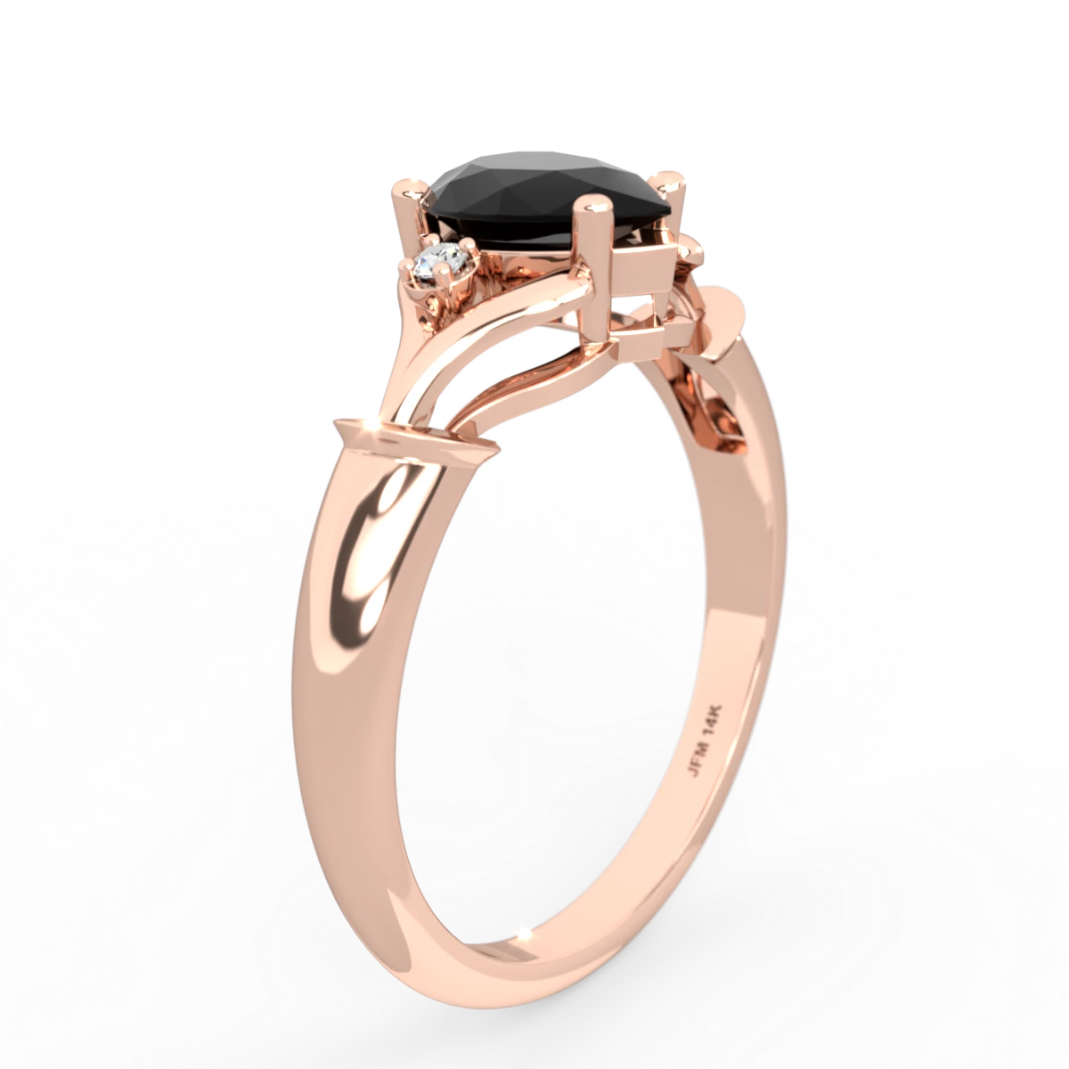 Onyx Precious Pear 14K Rose Gold ring R0826