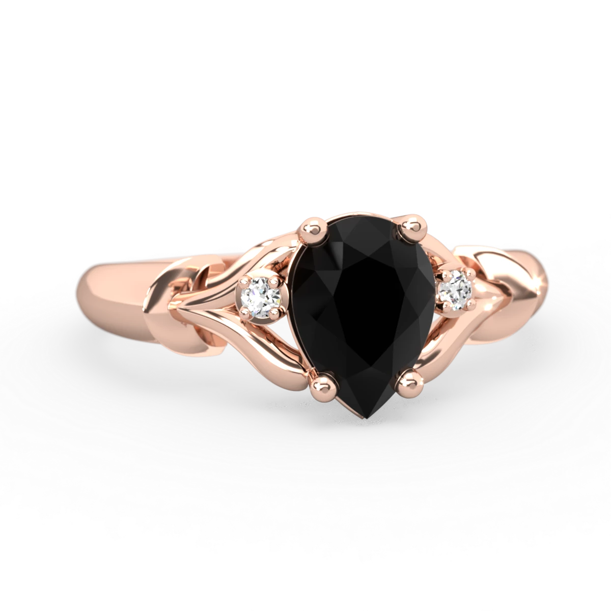 Onyx Precious Pear 14K Rose Gold ring R0826