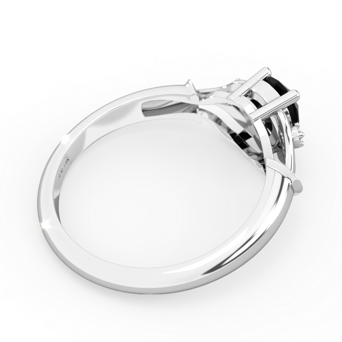 Onyx Precious Pear 14K White Gold ring R0826