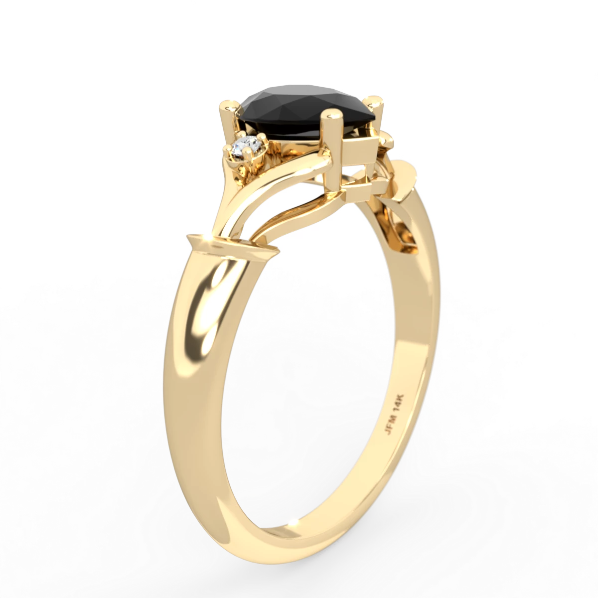 Onyx Precious Pear 14K Yellow Gold ring R0826