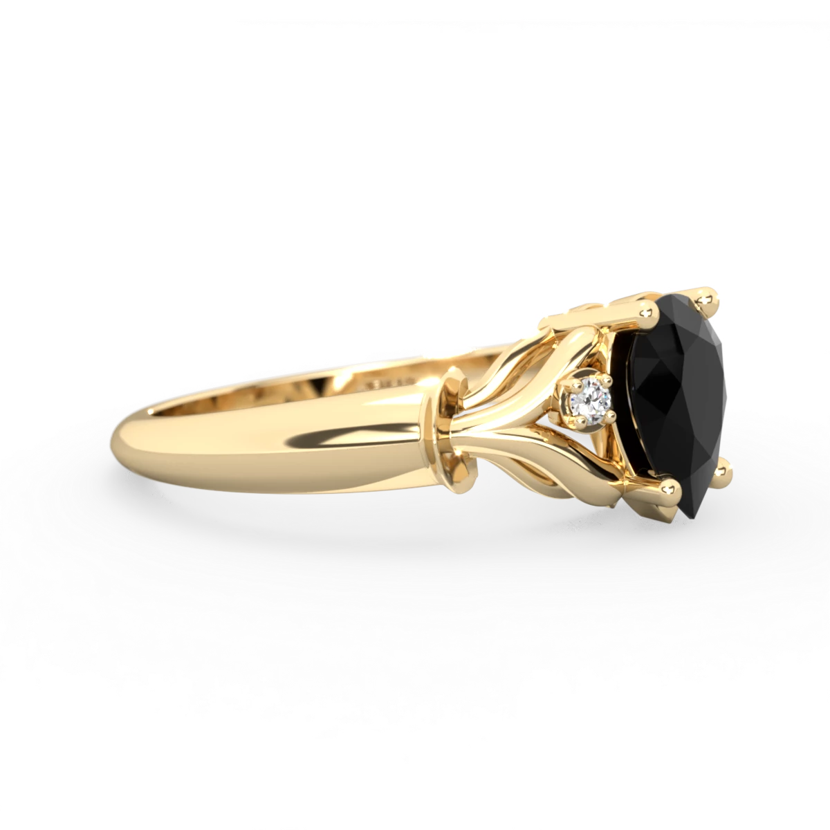 Onyx Precious Pear 14K Yellow Gold ring R0826