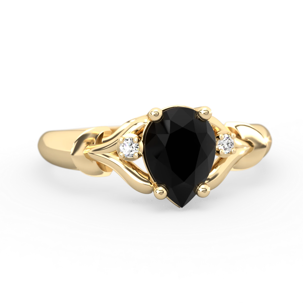 Onyx Precious Pear 14K Yellow Gold ring R0826