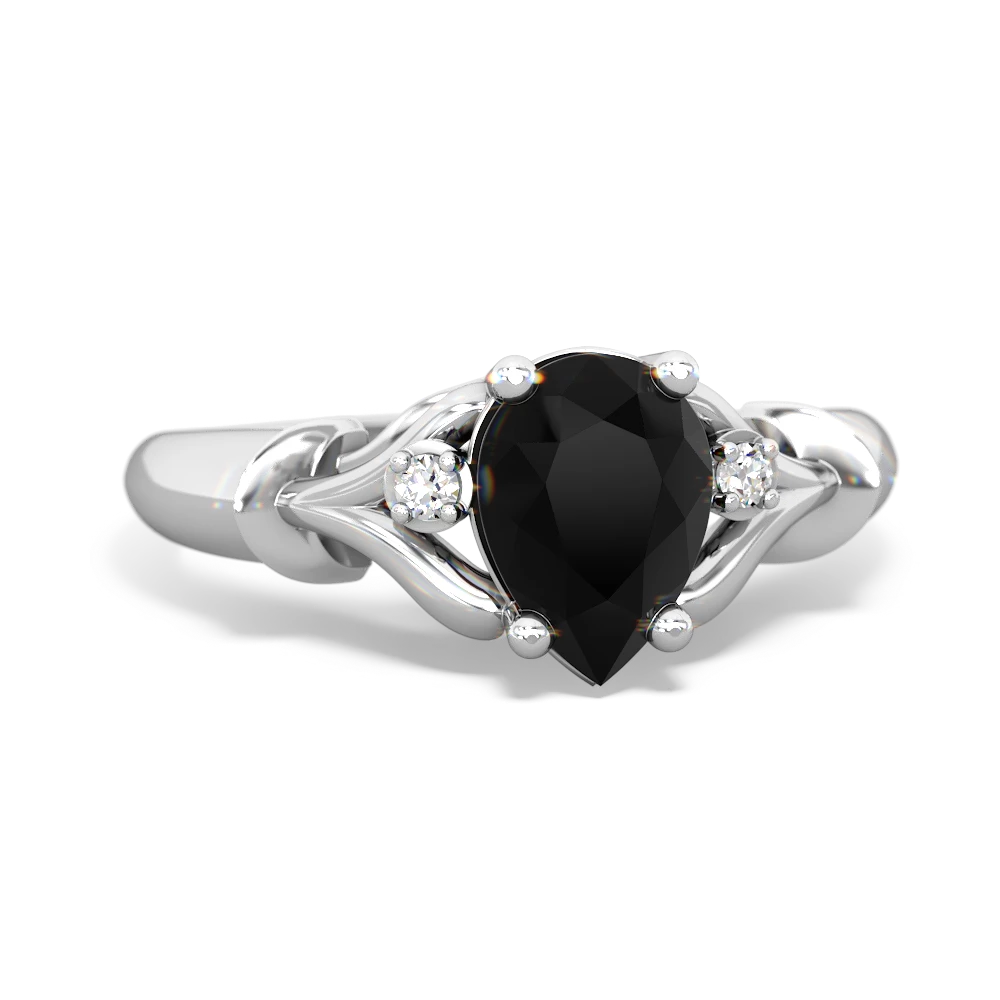 Onyx Precious Pear 14K White Gold ring R0826