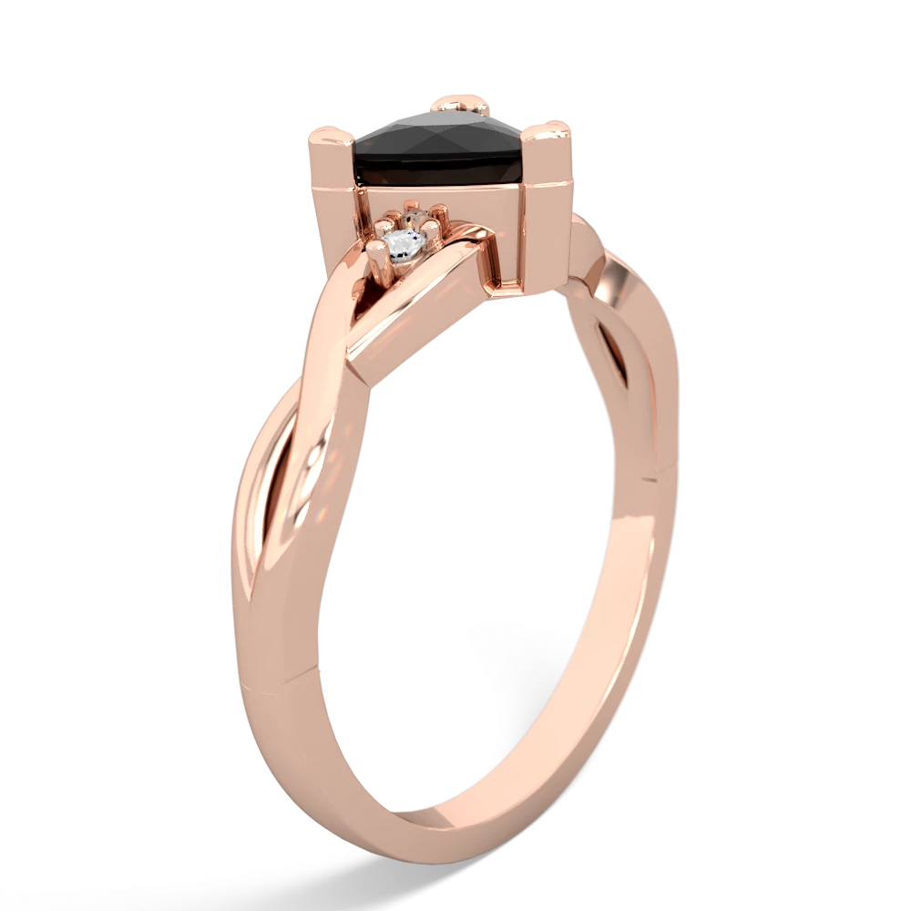 Onyx Trillion Twist 14K Rose Gold ring R2104