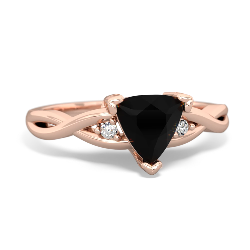 Onyx Trillion Twist 14K Rose Gold ring R2104