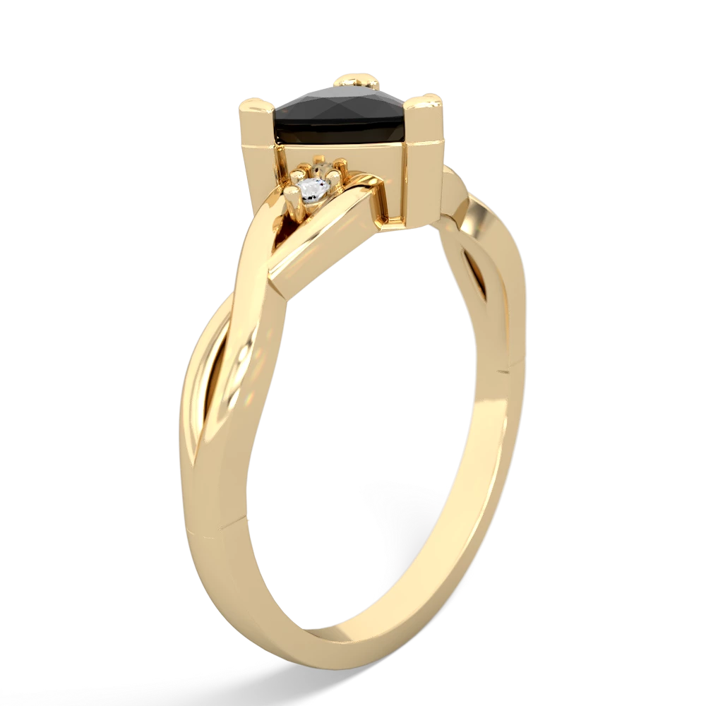 Onyx Trillion Twist 14K Yellow Gold ring R2104