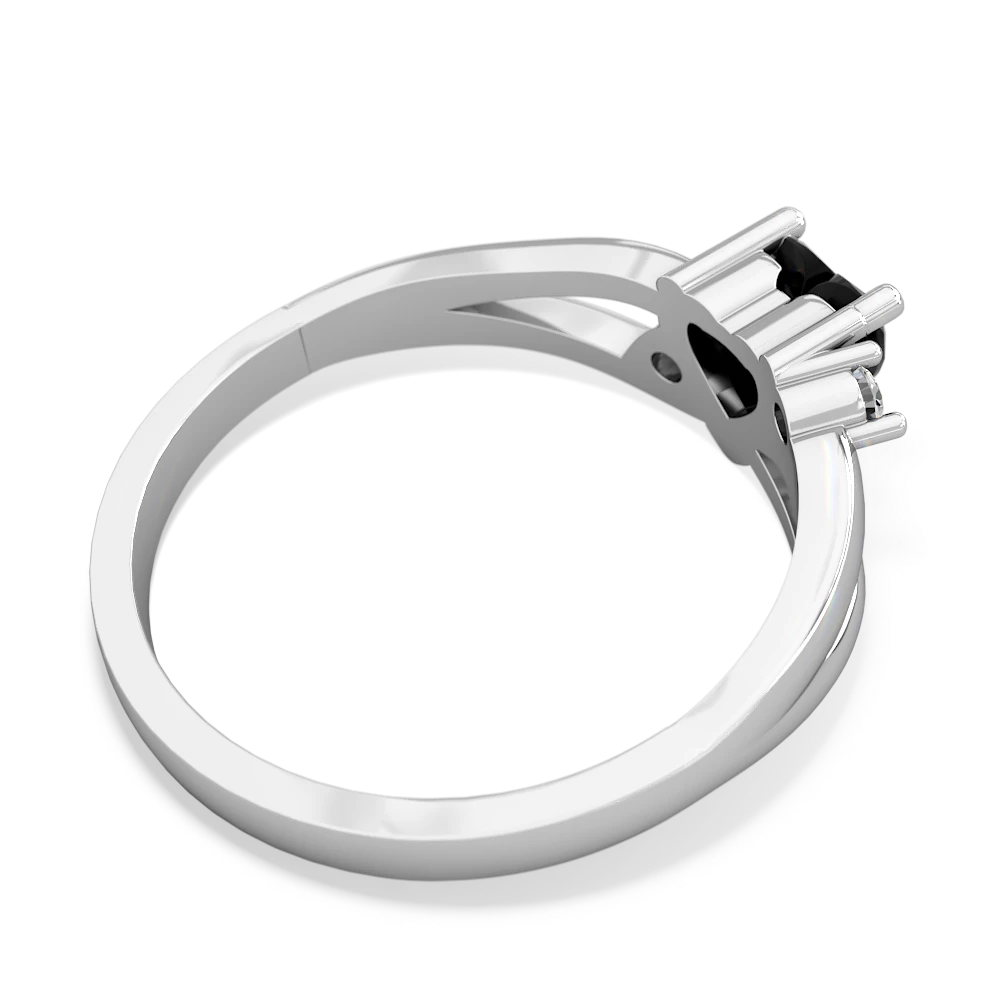 Onyx Split Band Swirl 14K White Gold ring R2130