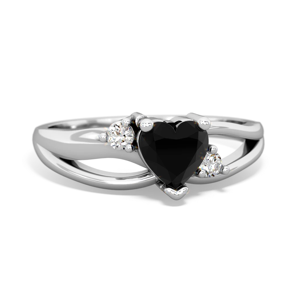 Onyx Split Band Swirl 14K White Gold ring R2130