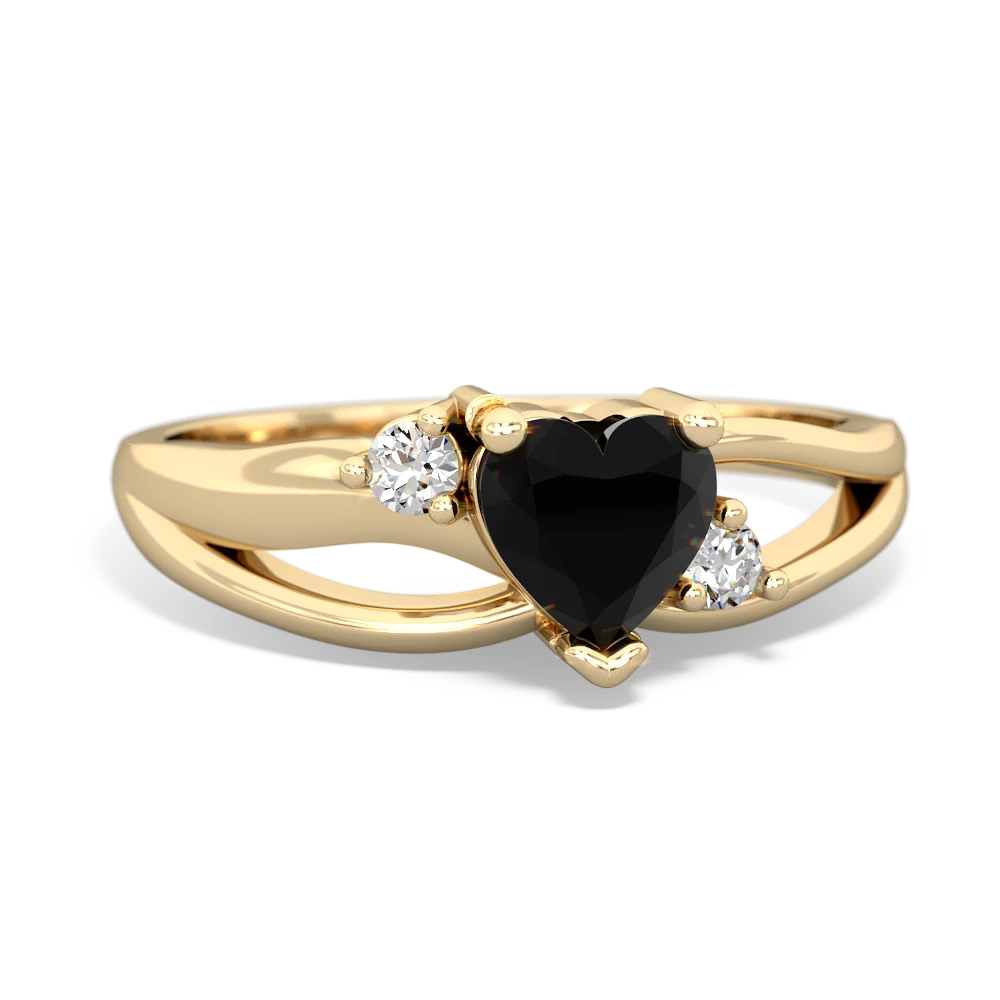 Onyx Split Band Swirl 14K Yellow Gold ring R2130