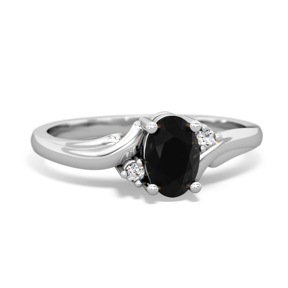 Onyx Elegant Swirl 14K White Gold ring R2173