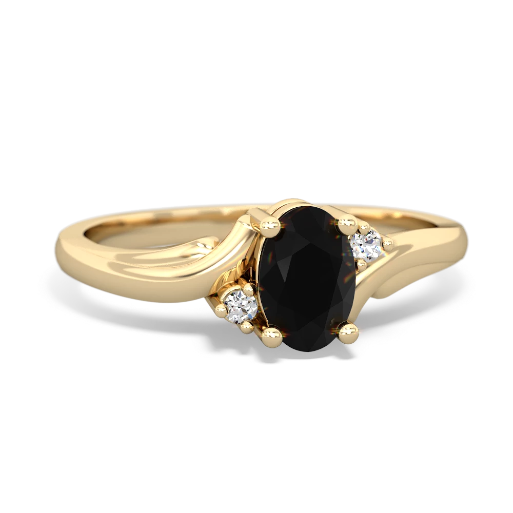 Onyx Elegant Swirl Ring in 14K Yellow Gold